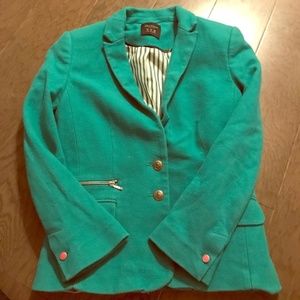 Zara Green Blazer w/ zip pockets and silver detail